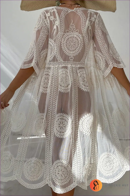 Boho Floral Beach Cover Up - Effortless Summer Getaway - one Size / Apricot - Swimwear - Lingerie Hut - Beachwear