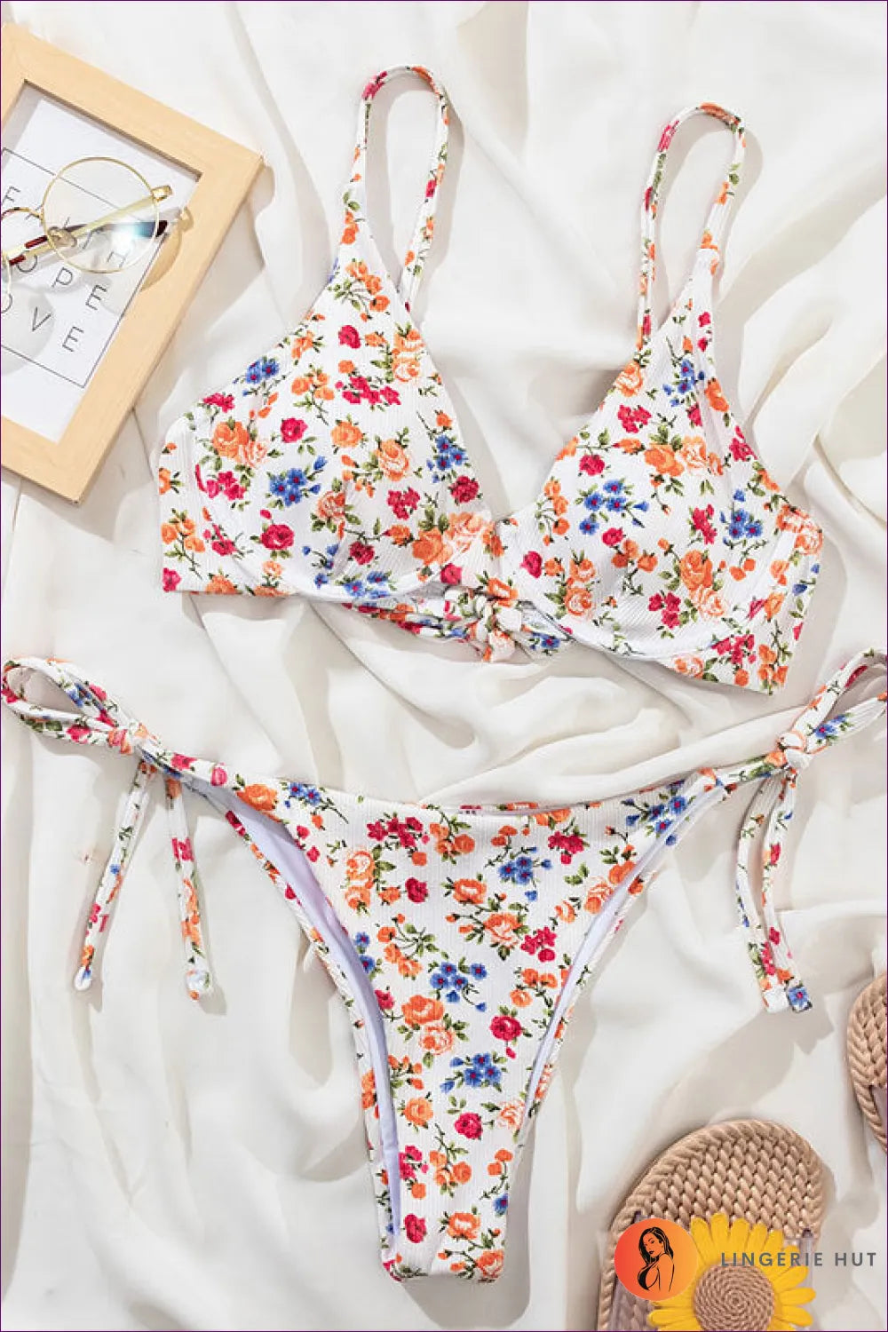 Get Ready To Embrace Your Beach Bohemian Spirit With Our Boho Floral Lace Print Bikini Swimsuit! Complete