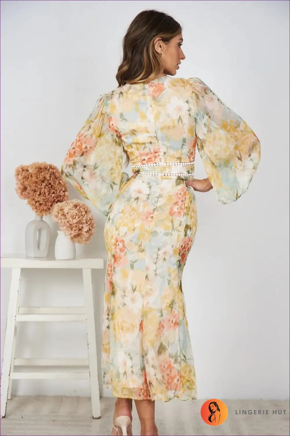 Boho Floral Maxi Dress - Vacation Evening Essential - Dresses - Lingerie Hut - A-line • Autumn • Casual • Chiffon