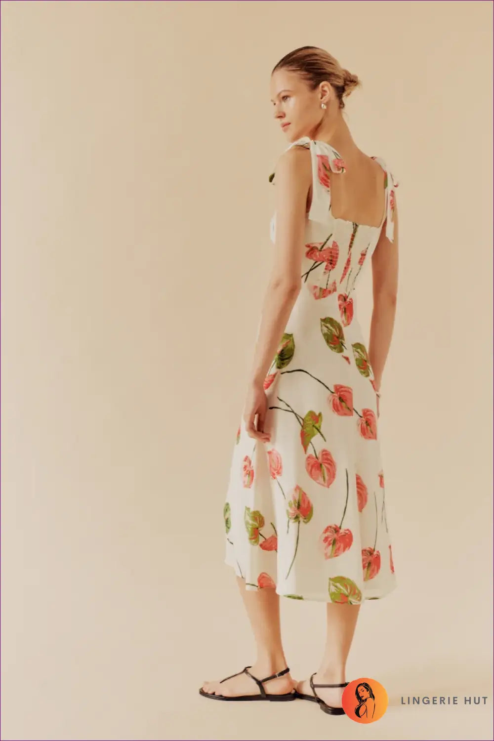 Boho Floral Midi Dress with Split - Effortless Holiday Style - Dresses - Lingerie Hut - A-line • Casual