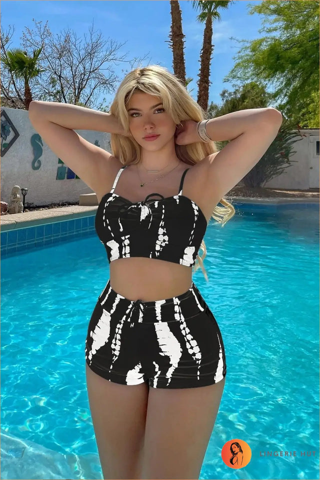 Boho High Waist Bikini with Tie Dye Print - Effortless Beach Glamour