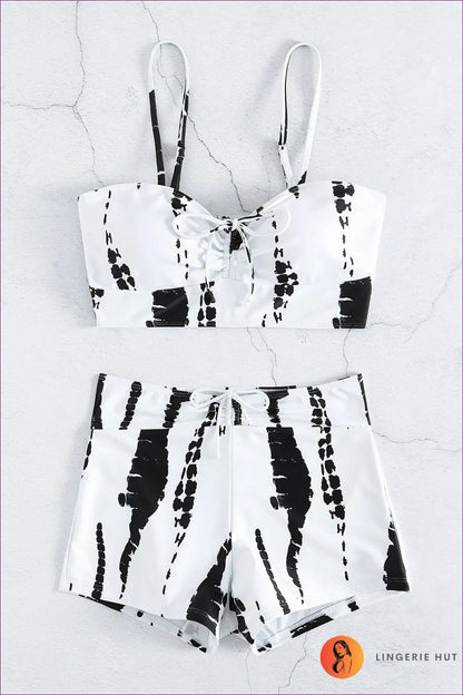 Boho High Waist Bikini with Lace Print - Effortless Beach Glamour - s / White - Swimwear - Lingerie Hut - Beachwear