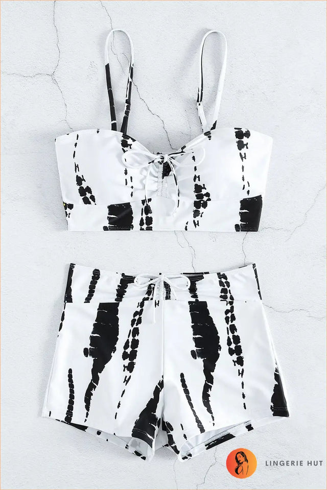 Boho High Waist Bikini with Tie Dye Print - Effortless Beach Glamour