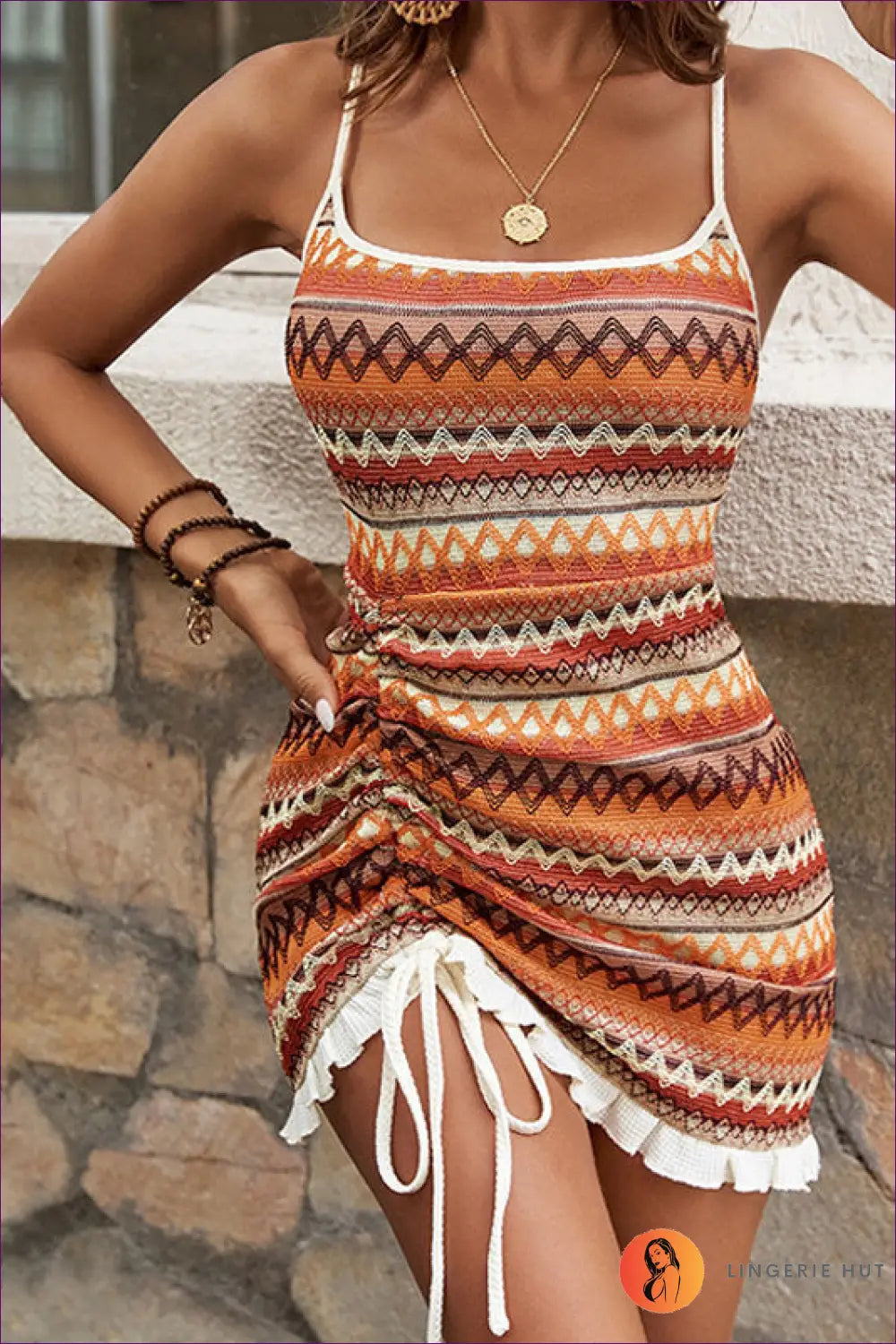 Boho Knit Mini Dress - Festival Ready Vibes - s / Orange - Dresses - Lingerie Hut - Beachwear • Bodycon • Casual