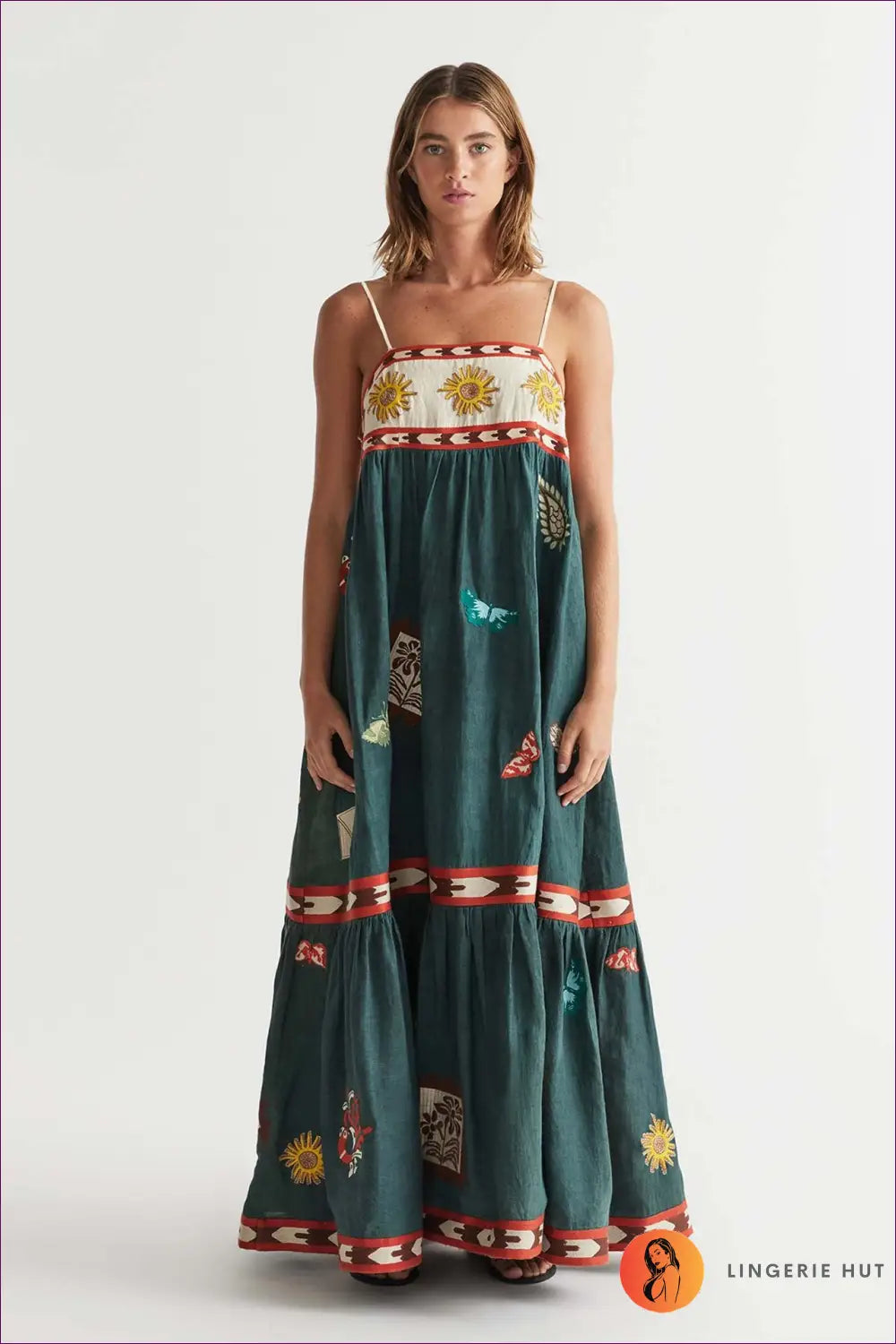 Boho Maxi Dress with Butterfly Print - Effortless Summer Glam - s / Multi - Dresses - Lingerie Hut - A-line • Beachwear