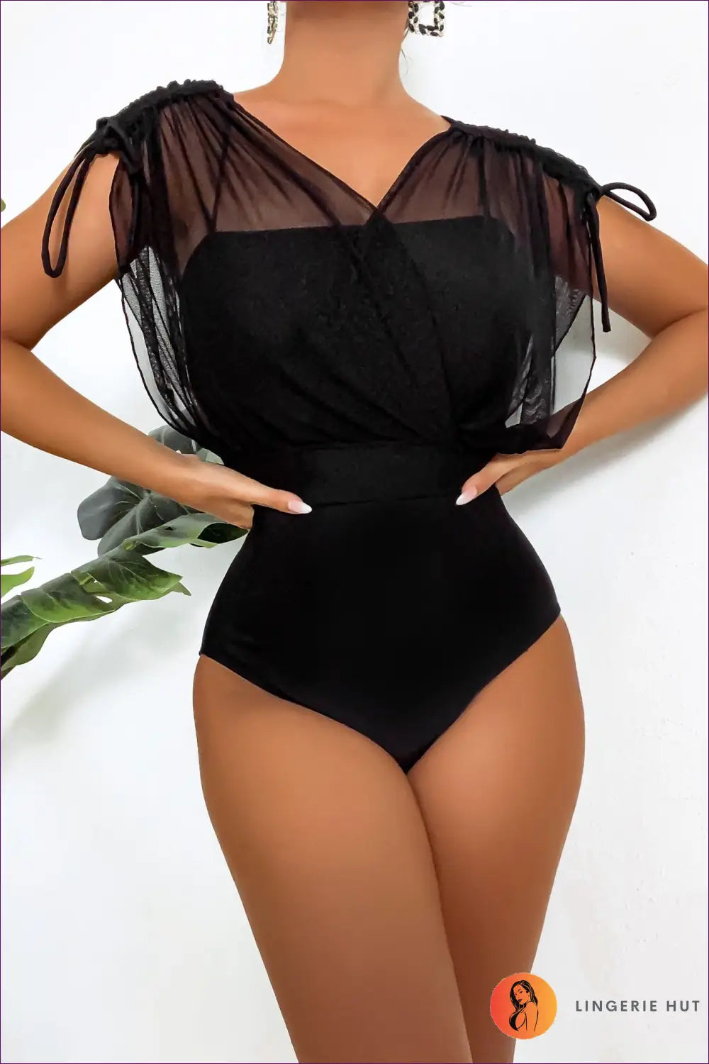 Boho Mesh v Neck one Piece Swimsuit - Summer Evenings Sorted - s / Black - Swimwear - Lingerie Hut - Backless