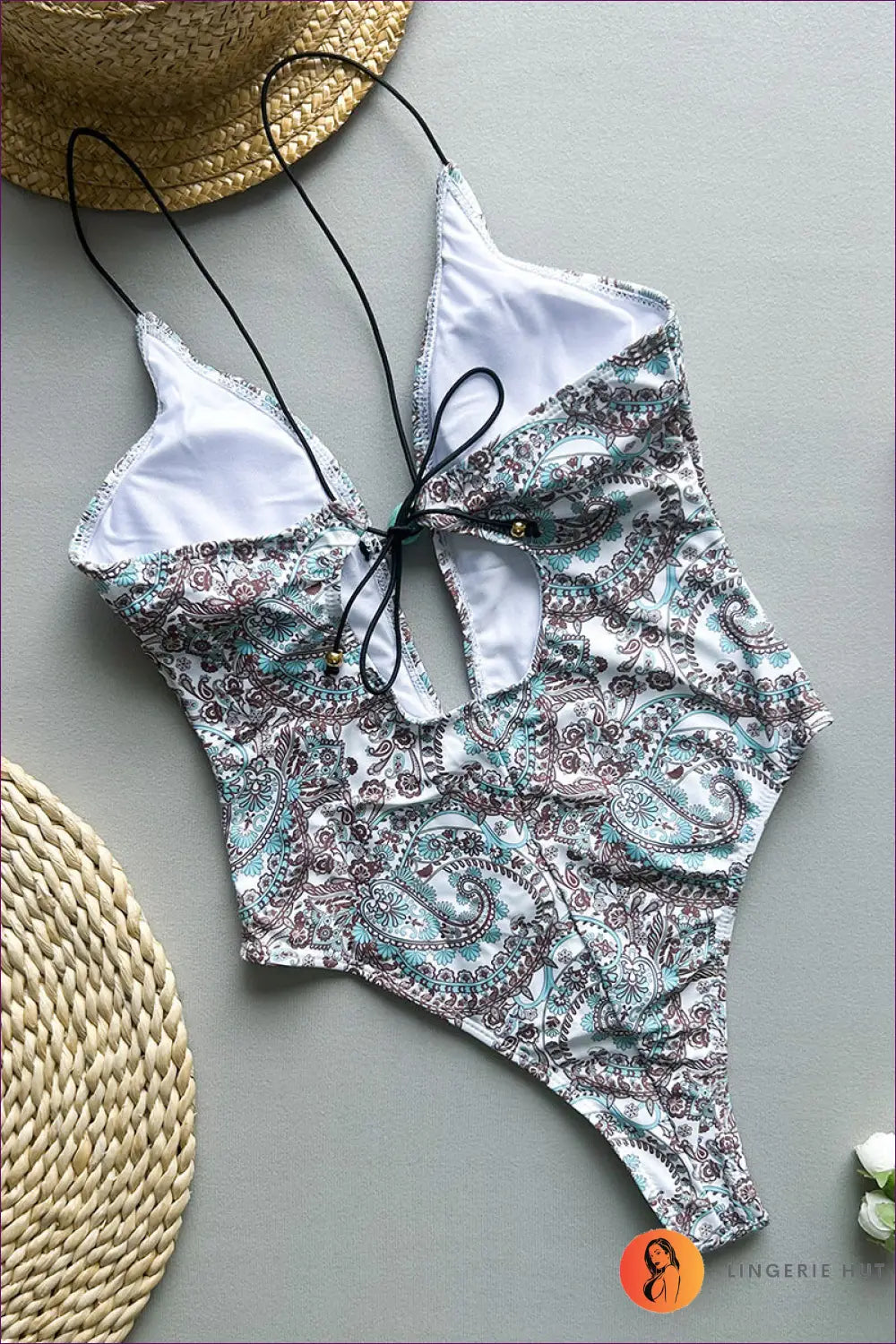 Boho Paisley Cutout One-piece Swimsuit - Embrace Beach Vibes for Beachwear, Boho, Cutout, N, Pool Party