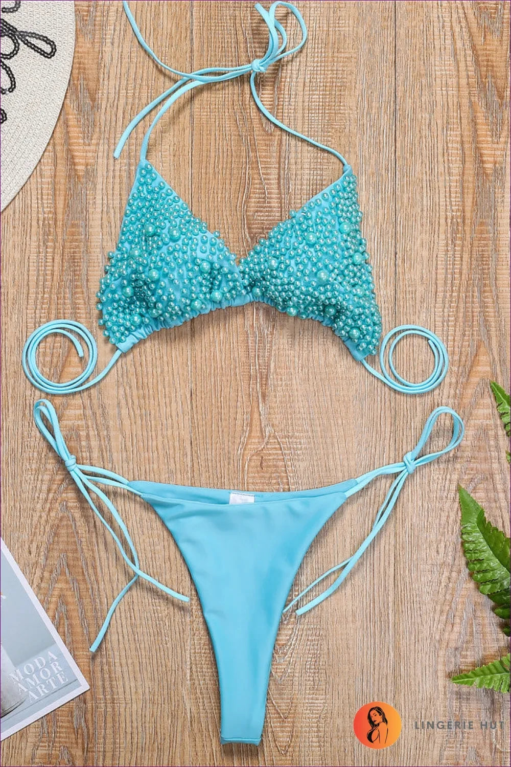 Radiate Beach Bliss With Our Boho Pearl Thong Bikini Swimsuit. Perfect For Your Vacation Or Getaway, It Exudes
