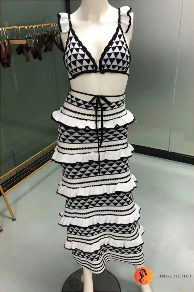 Boho Ruffled Bikini Set with Skirt - Vacation-Ready Glam