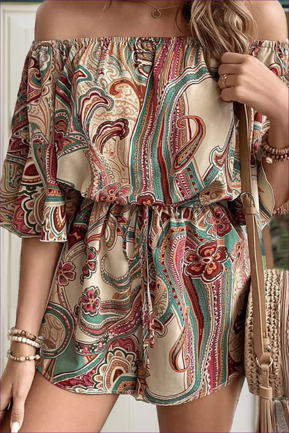 Boho off Shoulder Jumpsuit - Effortless Summer Escape - Clothing - Lingerie Hut - Casual • Everyday • Floral