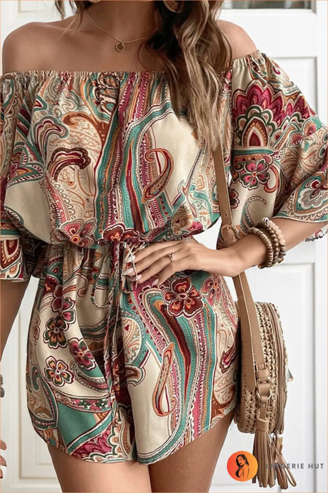Boho Off Shoulder Playsuit - Effortless Summer Escape
