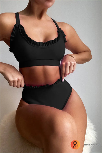 Boho Split Bikini Set - Laid-back Holiday Vibes - s / Black - Swimwear - Lingerie Hut - Beachwear • Casual • Cutout