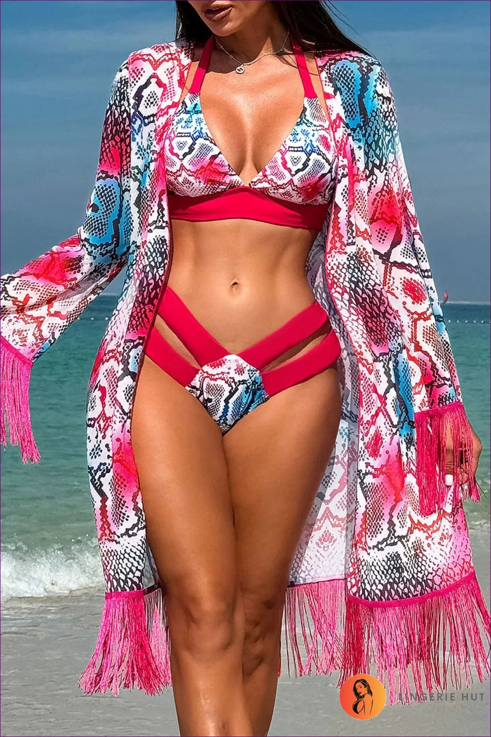 Boho Tassel Bikini Set – Summer Three-piece Swimsuit For x