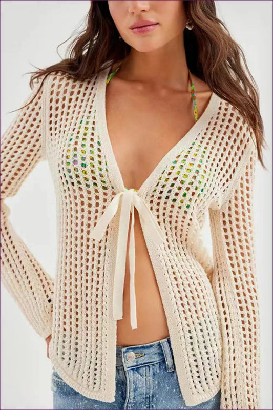 Get Ready To Embrace Summer With Our Boho Vacation Knitted Hollow Out Beach Bikini Swimsuit Top! Achieve