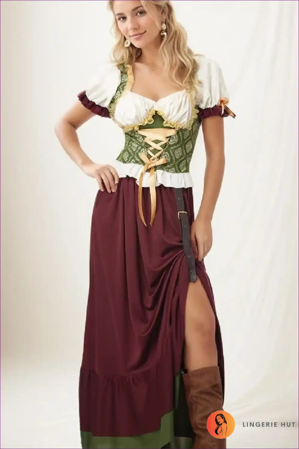 Bold Burgundy Oktoberfest Costume - Bavarian Elegance ?? for Costume,