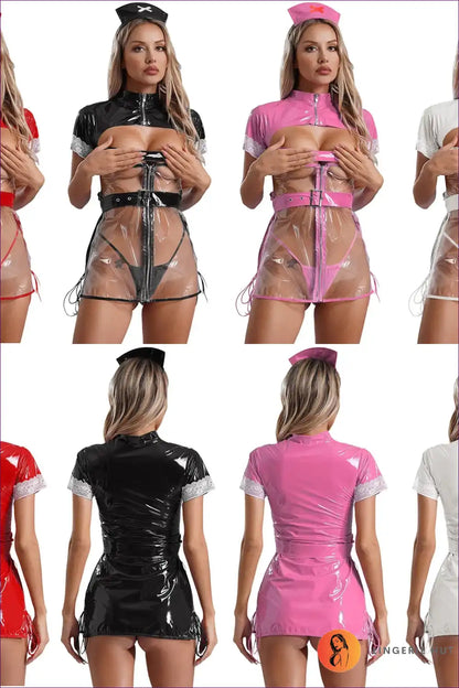 Bold Pink Pvc Nurse Costume – Edgy & Seductive for Boudoir, Costume,