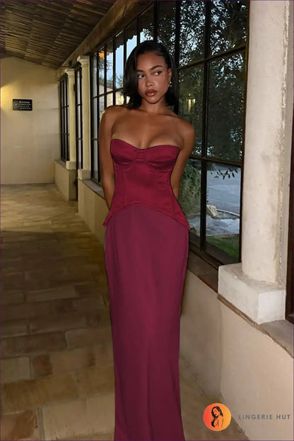 Boned Corset Maxi Dress with Sweetheart Neckline for Corset, Date Night, Dress, Dresses, Evening Wear