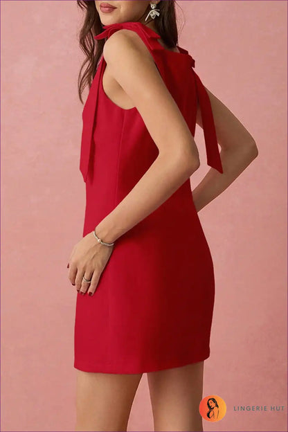 Bow Detail Mini Dress with Sleeveless Cut - Party Ready for Dresses, Evening Wear, just In, Mini,
