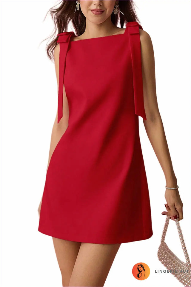 Bow Detail Mini Dress with Sleeveless Cut - Party Ready
