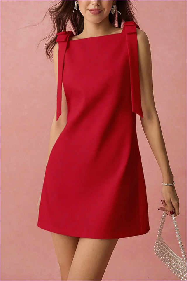 Bow Detail Mini Dress with Sleeveless Cut - Party Ready