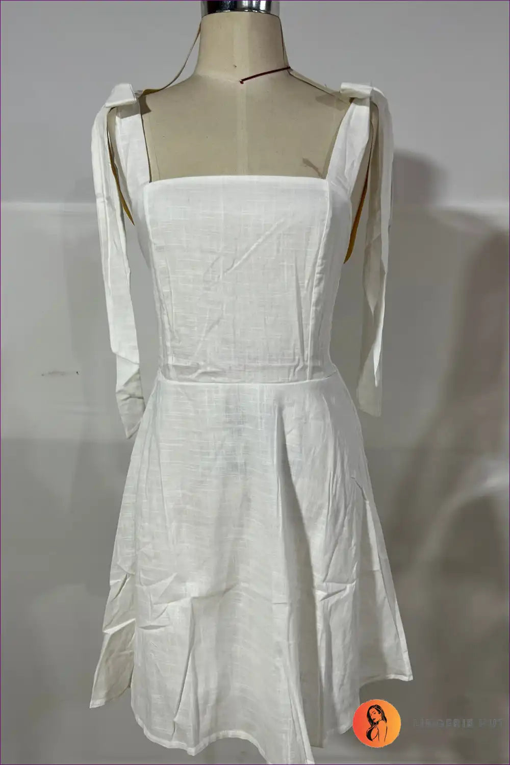 Bow Strap Mini Dress with Smocked Bodice - Summer Sweetness for a Line, Casual, Cotton, just In,