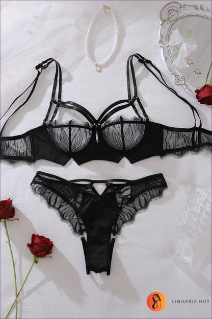 Bra and Brief Set with Eyelash Lace - After-dark Plans for Boudoir, Set, Date Night, just In, Lace