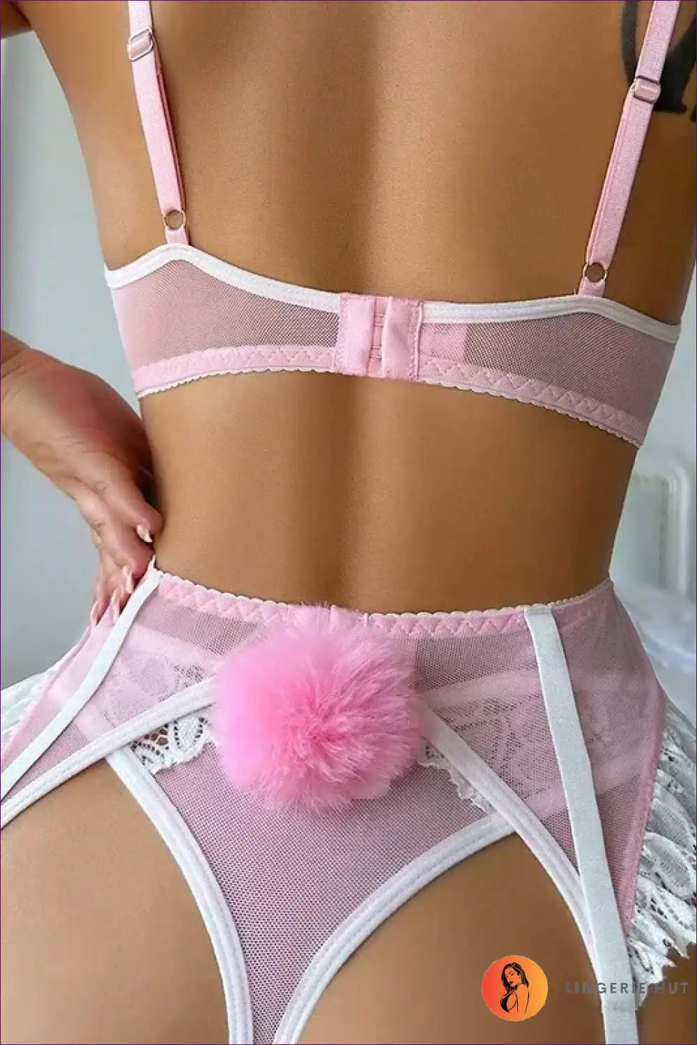 Bra and Panties Set with Sheer Lace & Garter - Bedroom Confidence for Boudoir, Set, Date Night, Everyday,