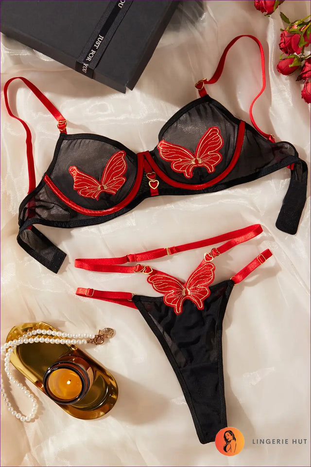 Butterfly Embroidery Bra Set - For Moments That Feel Magical