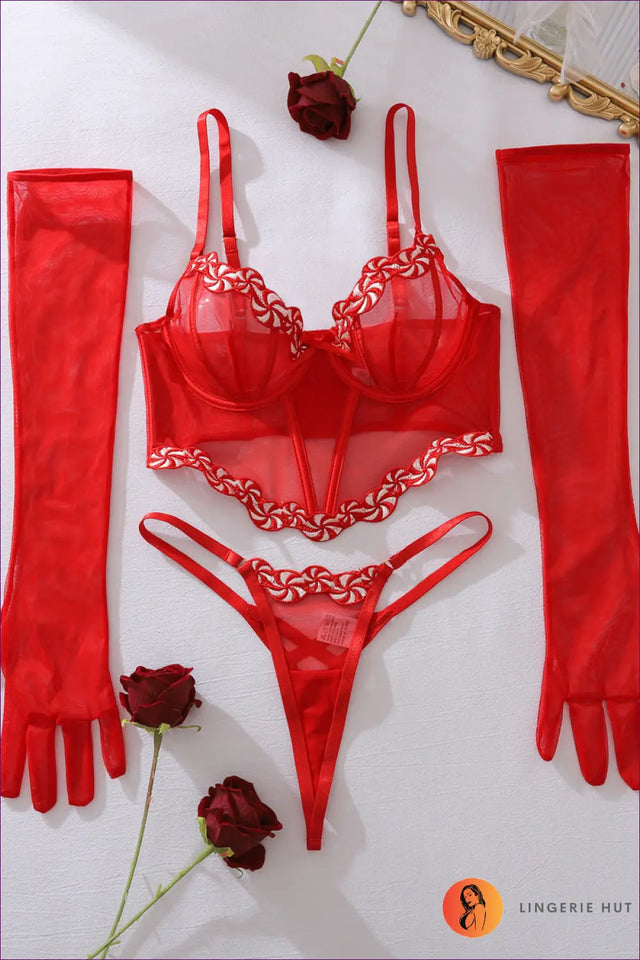Embroidered Mesh Bra Set - Quiet Confidence
