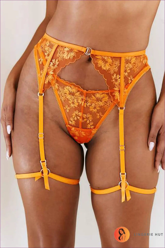 Embroidered Bra Set with Garter Belt - Worth a Second Look