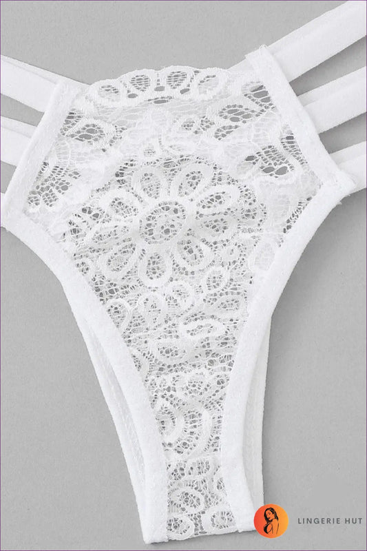 Bra Set with Floral Lace Detailing - Sultry Confidence - Lingerie - Hut - Chemise • co Ord • Garter