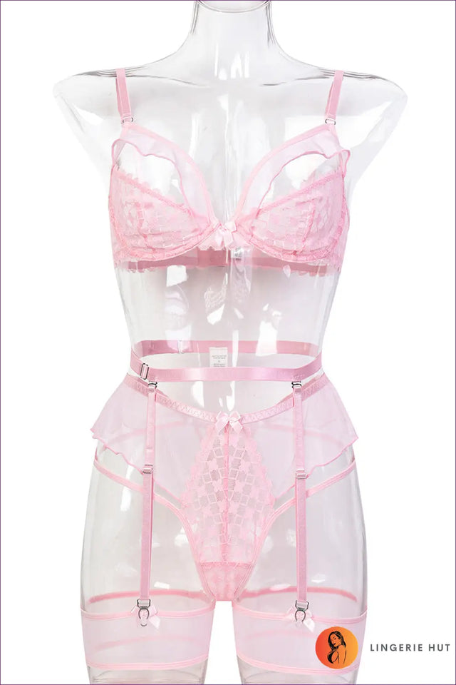 Geometric Lace Bra Set with Bustier - Understated Glamour