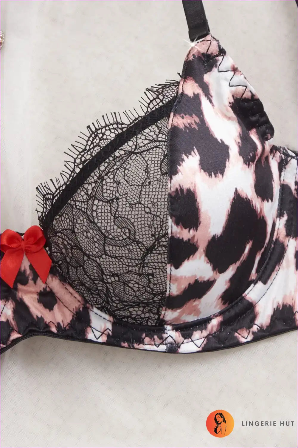 Bra Set with Leopard Print & Lace Trim - Wild Confidence Mood for Animal, Boudoir, Set, Date Night, Evening