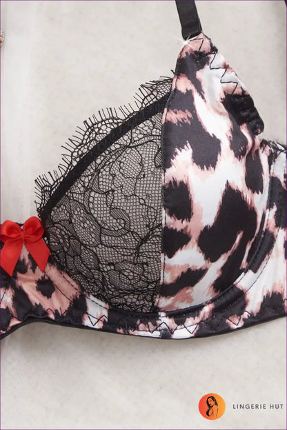 Bra Set with Leopard Print & Lace Trim - Wild Confidence Mood for Animal, Boudoir, Set, Date Night, Evening