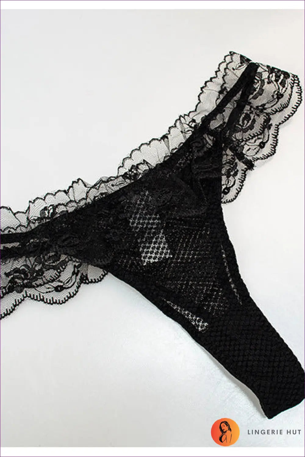 Bra Set with Sheer Ruffle Lace Trim - Everyday Romance - Lingerie - Hut - Adjustable Straps • All Season • Boudoir