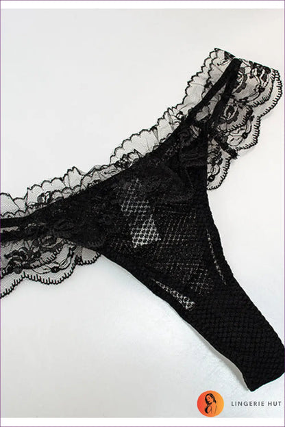 Bra Set with Sheer Ruffle Lace Trim - Everyday Romance - Lingerie - Hut - Adjustable Straps • All Season • Boudoir