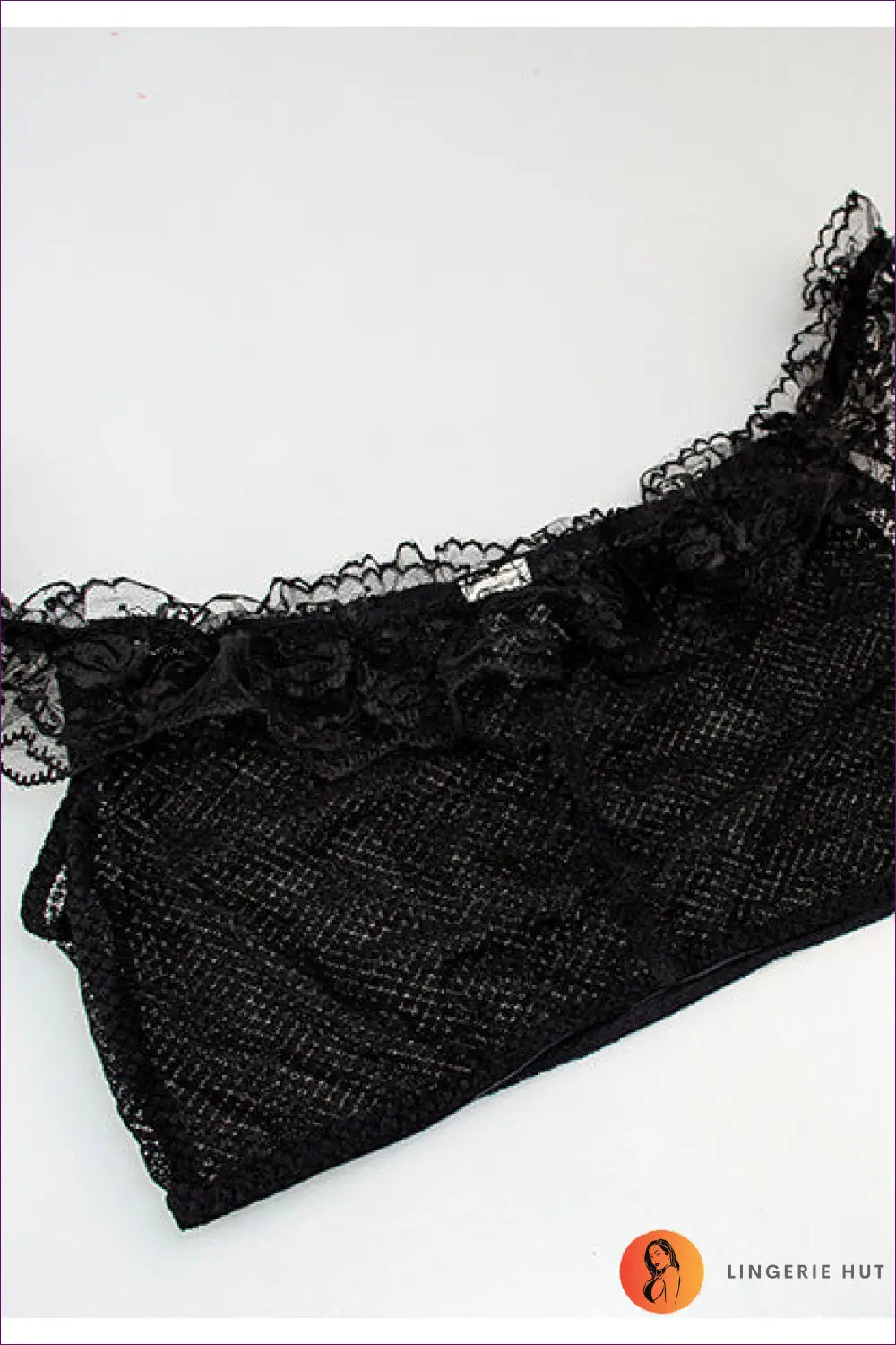 Bra Set with Sheer Ruffle Lace Trim - Everyday Romance - Lingerie - Hut - Adjustable Straps • All Season • Boudoir