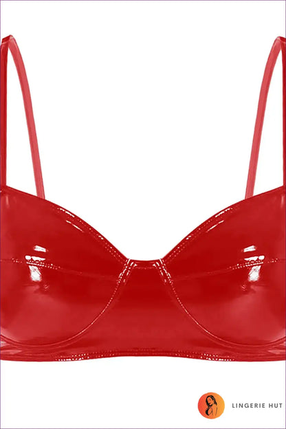 Bra Top with Glossy Wetlook Finish - After-dark Confidence for Bra, Clubwear, Crop, Date Night, Evening Wear