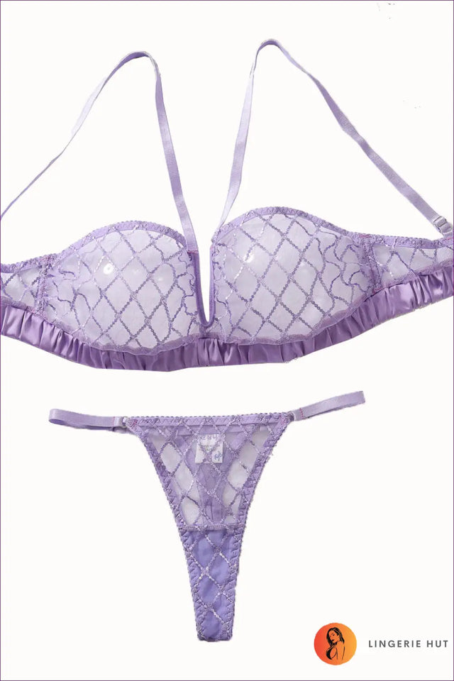 Diamond Mesh Bra Set with Cut-Outs - Allure After Dark