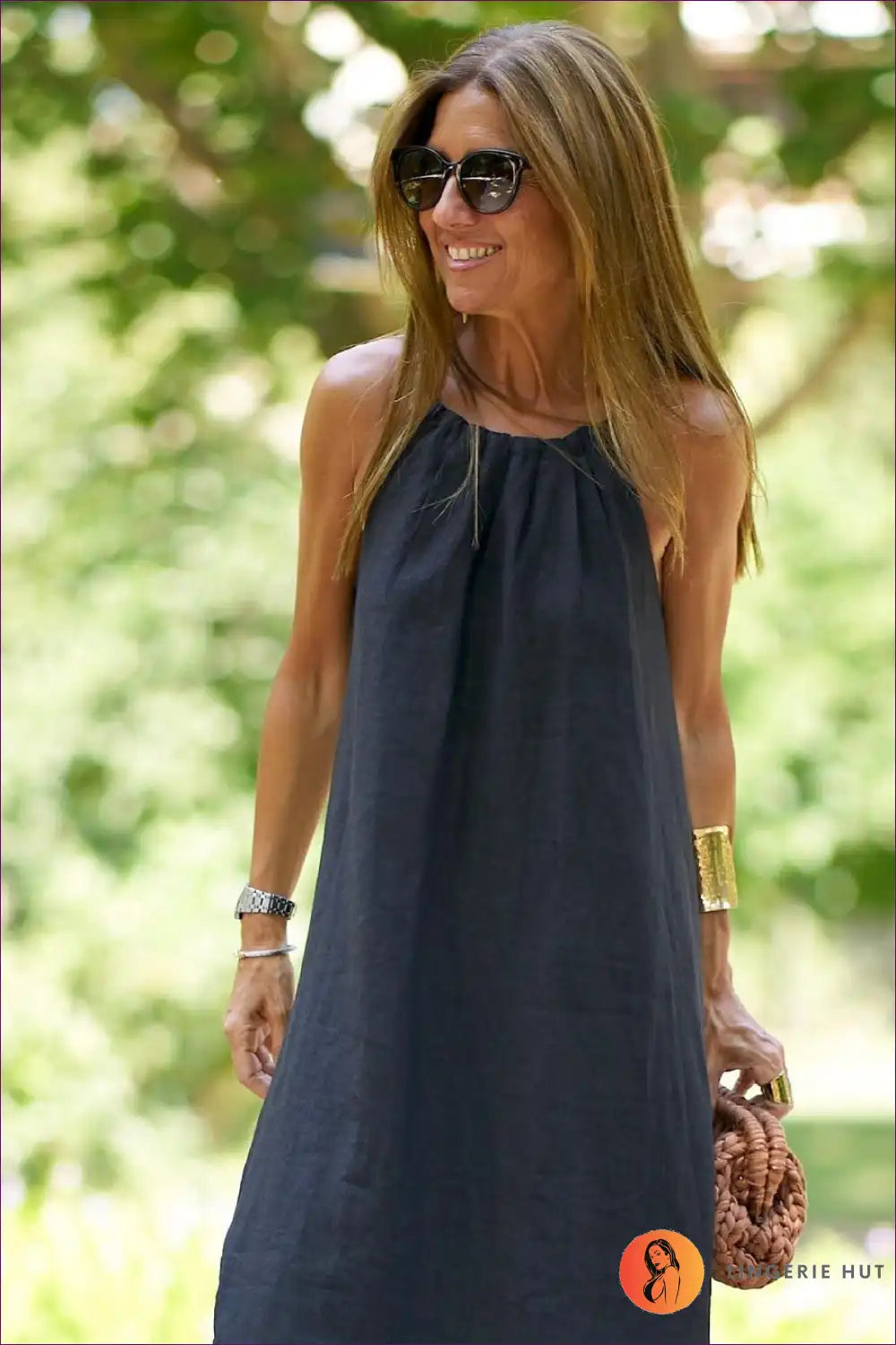 Experience Vacation Vibes With Our Breezy Halter Slit Holiday Dress. Elevate Your Style And Embrace Comfort