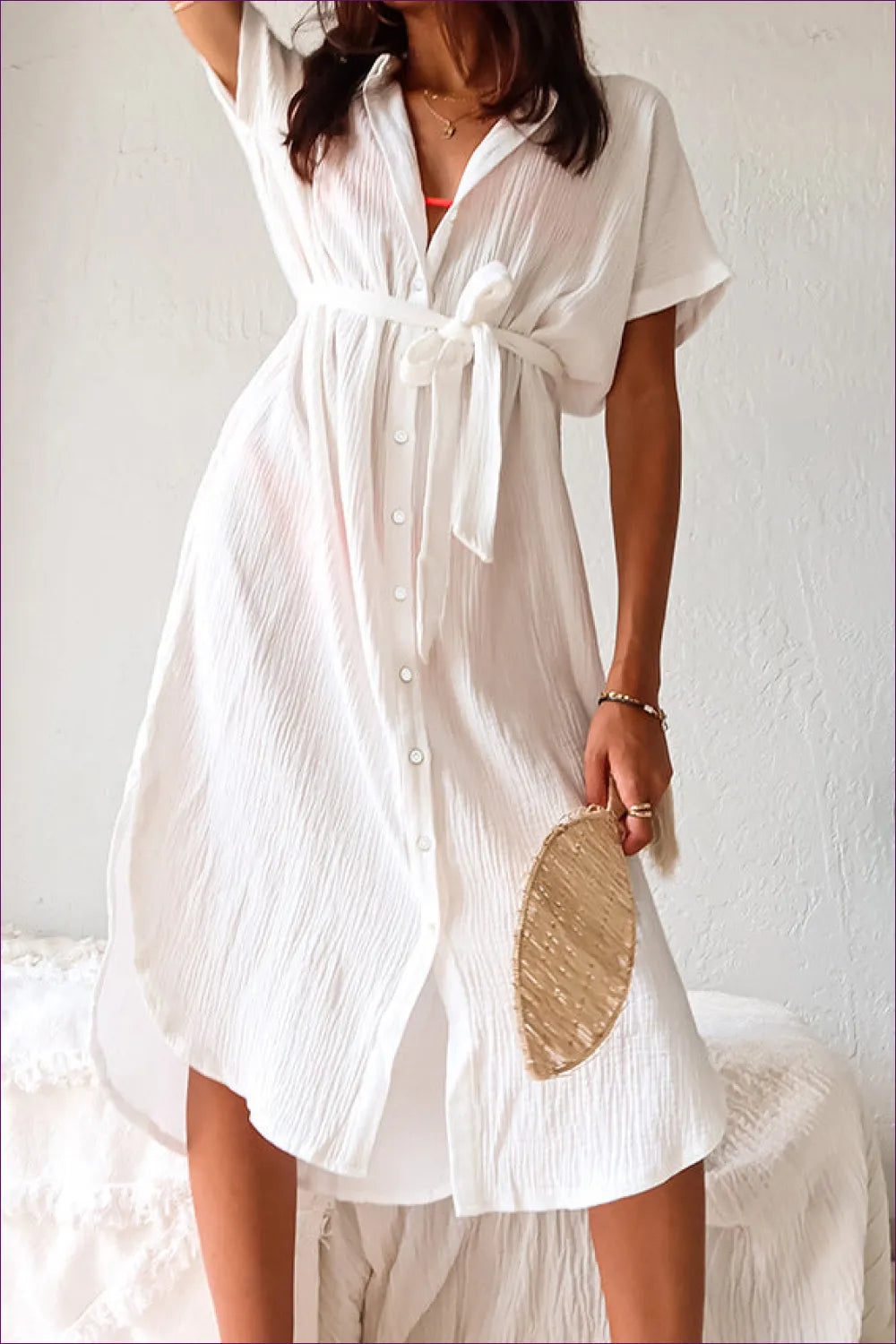 Breezy White Cotton Shirt Dress - Effortless Chic