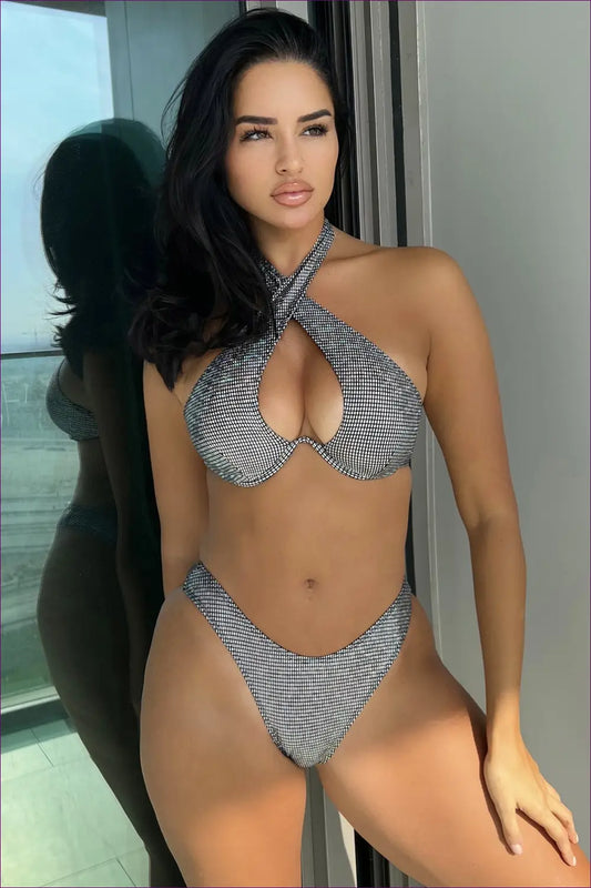 Bronzing Metallic Bikini Set - Summer Evenings Sorted - s / Silver - Swimwear - Lingerie Hut - Beachwear • Cutout