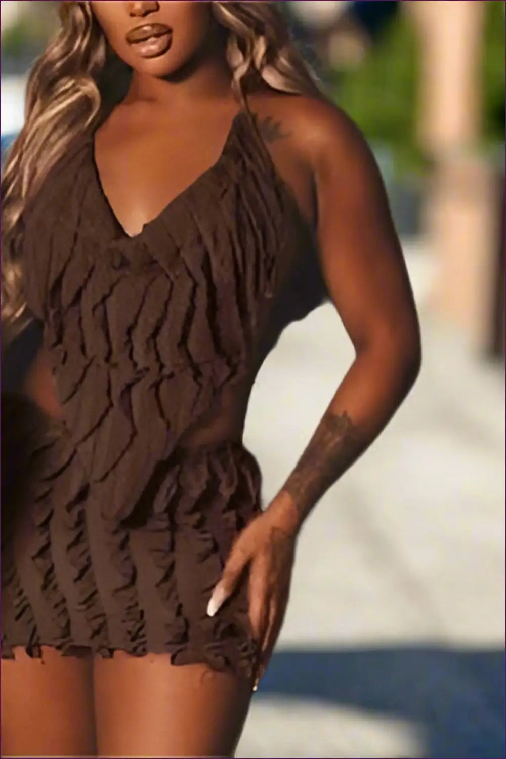 Brown Ruched Mini Dress - Sultry & Chic for Bodycon, Clubwear, Dress, Glamour,