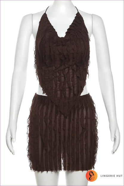 Brown Ruched Mini Dress - Sultry & Chic for Bodycon, Clubwear, Dress, Glamour,