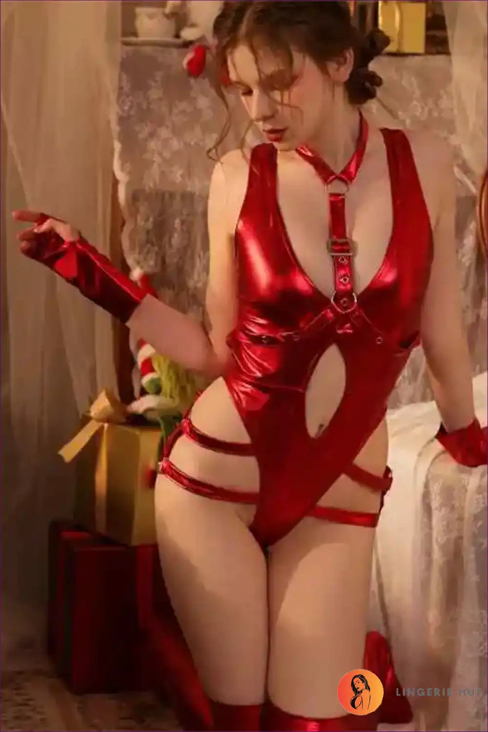 Bunny Bodysuit with Cut-out Design - Festive Playfulness for Bodysuit, Boudoir, Bunny, Costume, Cutout