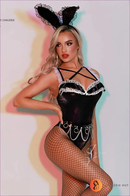 Bunny Costume with Chain Belt Bodysuit - Bold Glamour Mood - 5913 / one Size - Halloween • just in • Party • Role Play