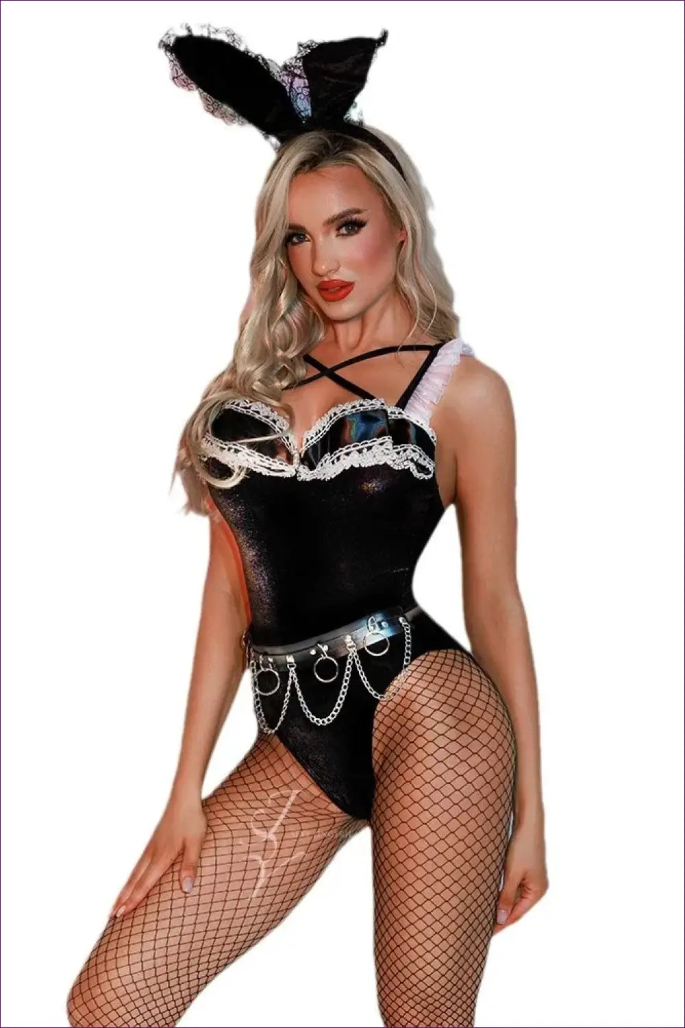 Bunny Costume with Chain Belt Bodysuit - Bold Glamour Mood - 5913 / one Size - Halloween • just in • Party • Role Play