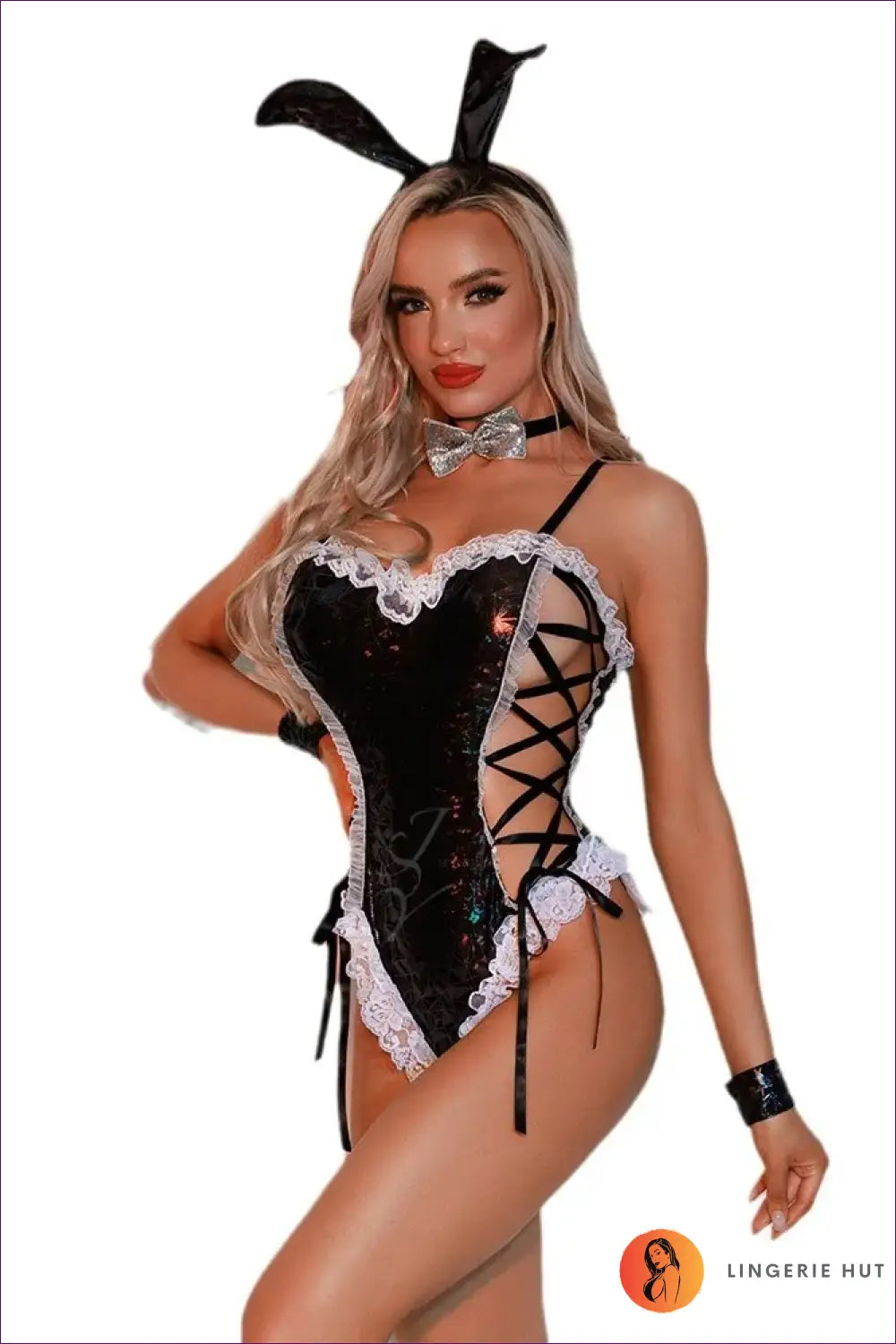 Bunny Costume with Lace-up Side Bodysuit - Bold Confidence - 5916 / one Size - Halloween • just in • Party • Role Play