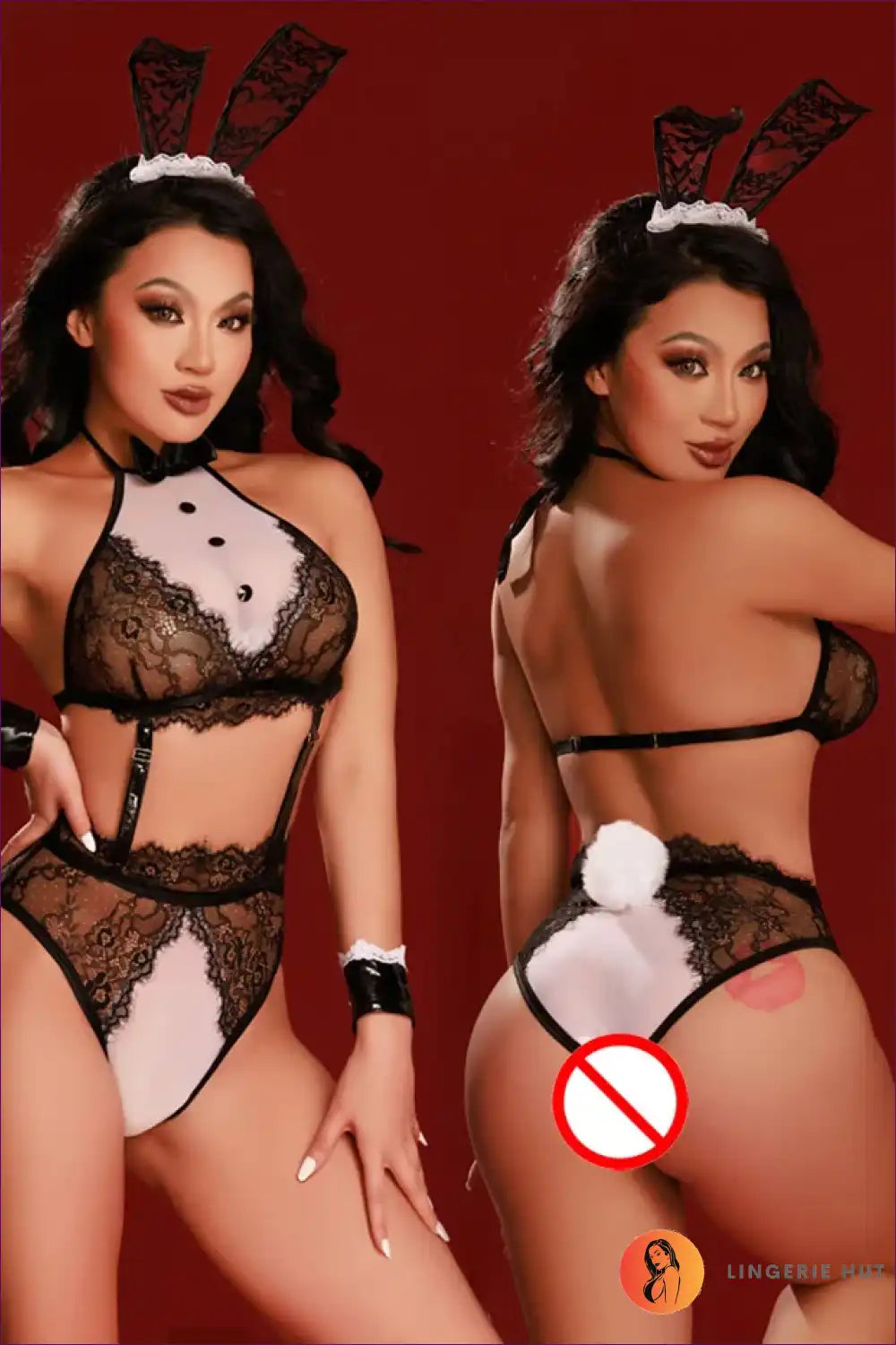 Bunny Costume with Mesh Corset Bodysuit - Secret Fantasy for Bodysuit, Boudoir, Bunny, Corset,