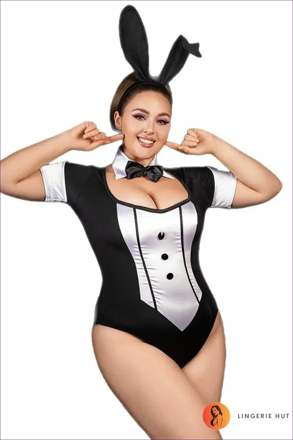 Bunny Costume with Pom Tail Detail - Playful Elegance - P61102 / Xxl - Halloween • just in • Party • Role Play
